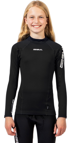 2026 Gul Junior UV Protection Long Sleeve Rash Vest RG0344-BKBK - Black